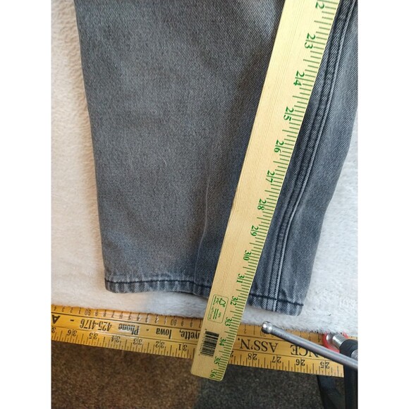 Eddie Bauer Black Denim Jeans Flannel Lined Men's 36 x 34 Faded Straight Leg - Picture 7 of 10